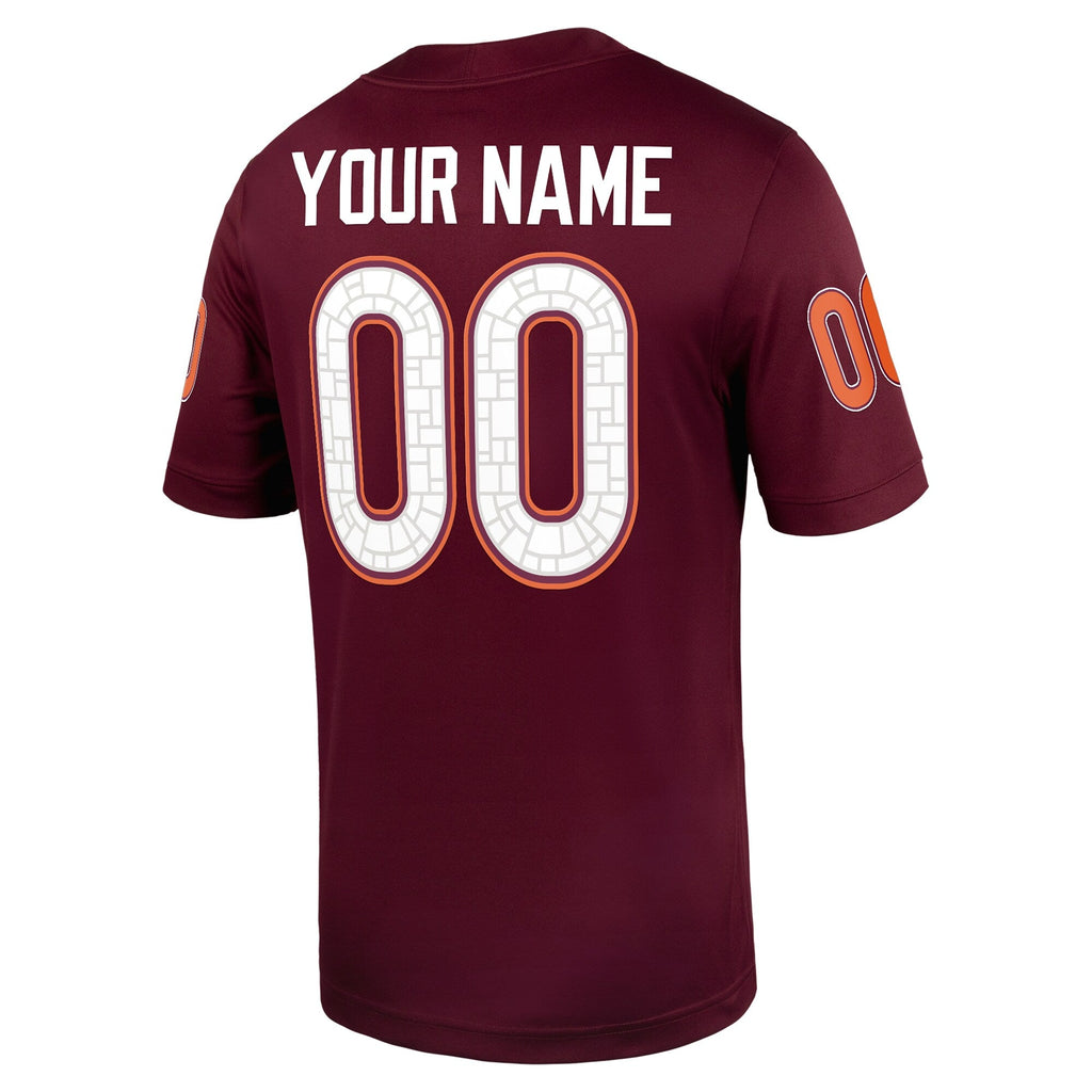 Virginia Tech Hokies Custom Football Game Jersey - Maroon product image 4, provided for visual reference and product detail
