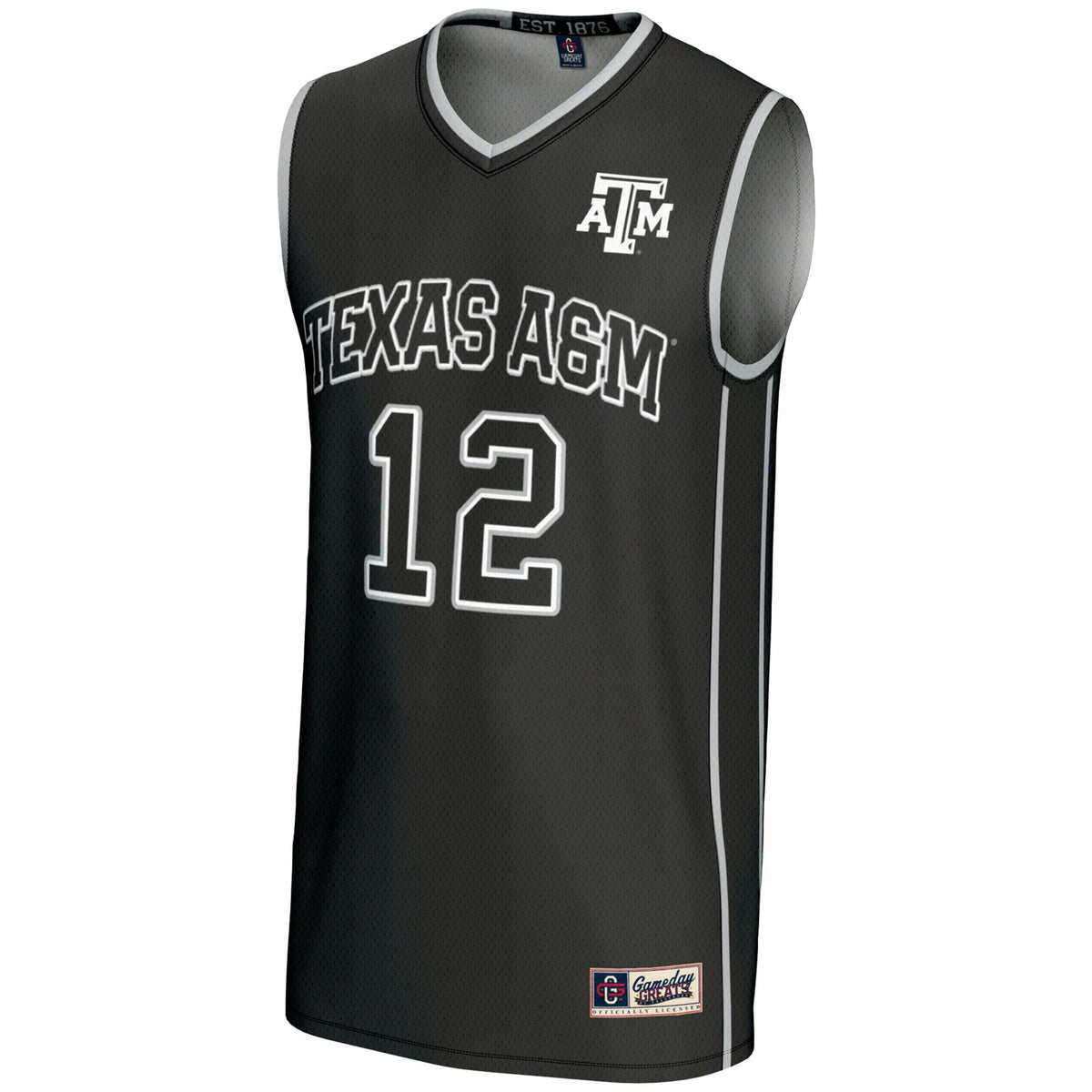 #12 Texas A&M Aggies Basketball Lightweight Fashion Jersey - Black product image 3, provided for visual reference and