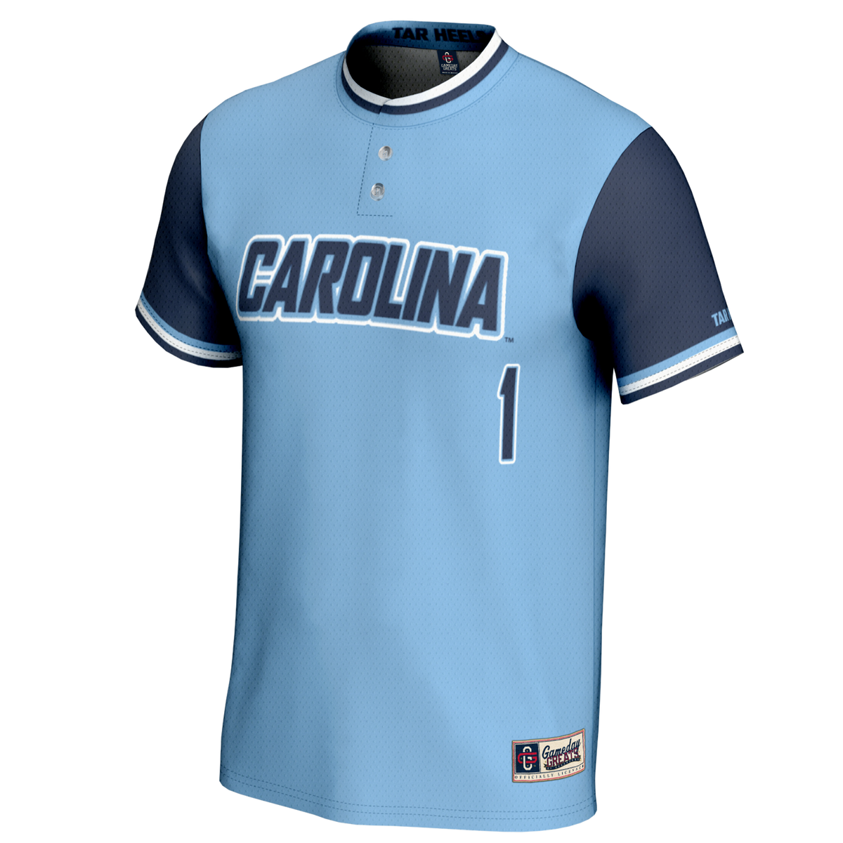 #1 North Carolina Tar Heels Lightweight Softball Jersey - Carolina Blue product image 3, provided for visual reference and