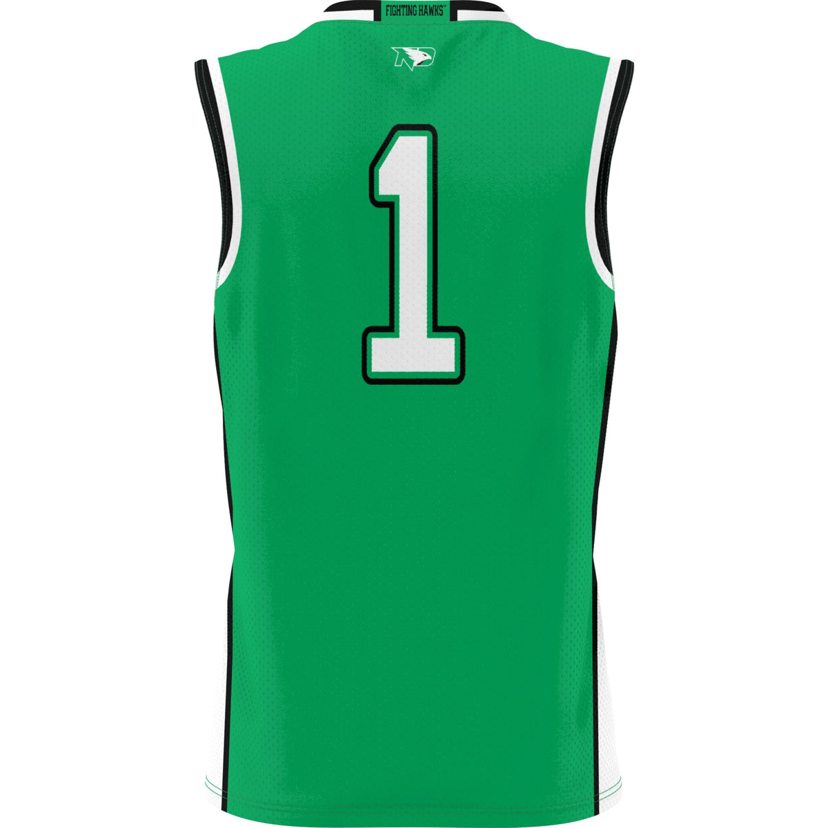 #1 North Dakota Lightweight Basketball Jersey - Green product image 4, provided for visual reference and product detail