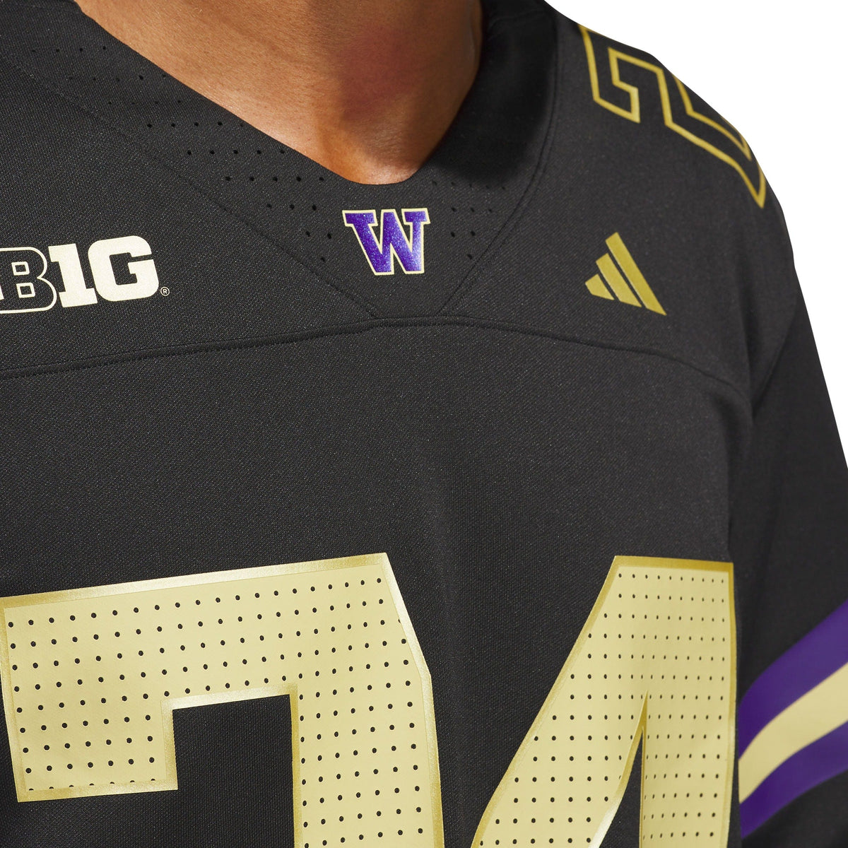 #24 Black Washington Huskies Alternate Premier Strategy Jersey product image 4, provided for visual reference and product