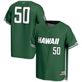#1 Hawaii Rainbow Warriors Lightweight Baseball Jersey - Green product image 1, provided for visual reference and product