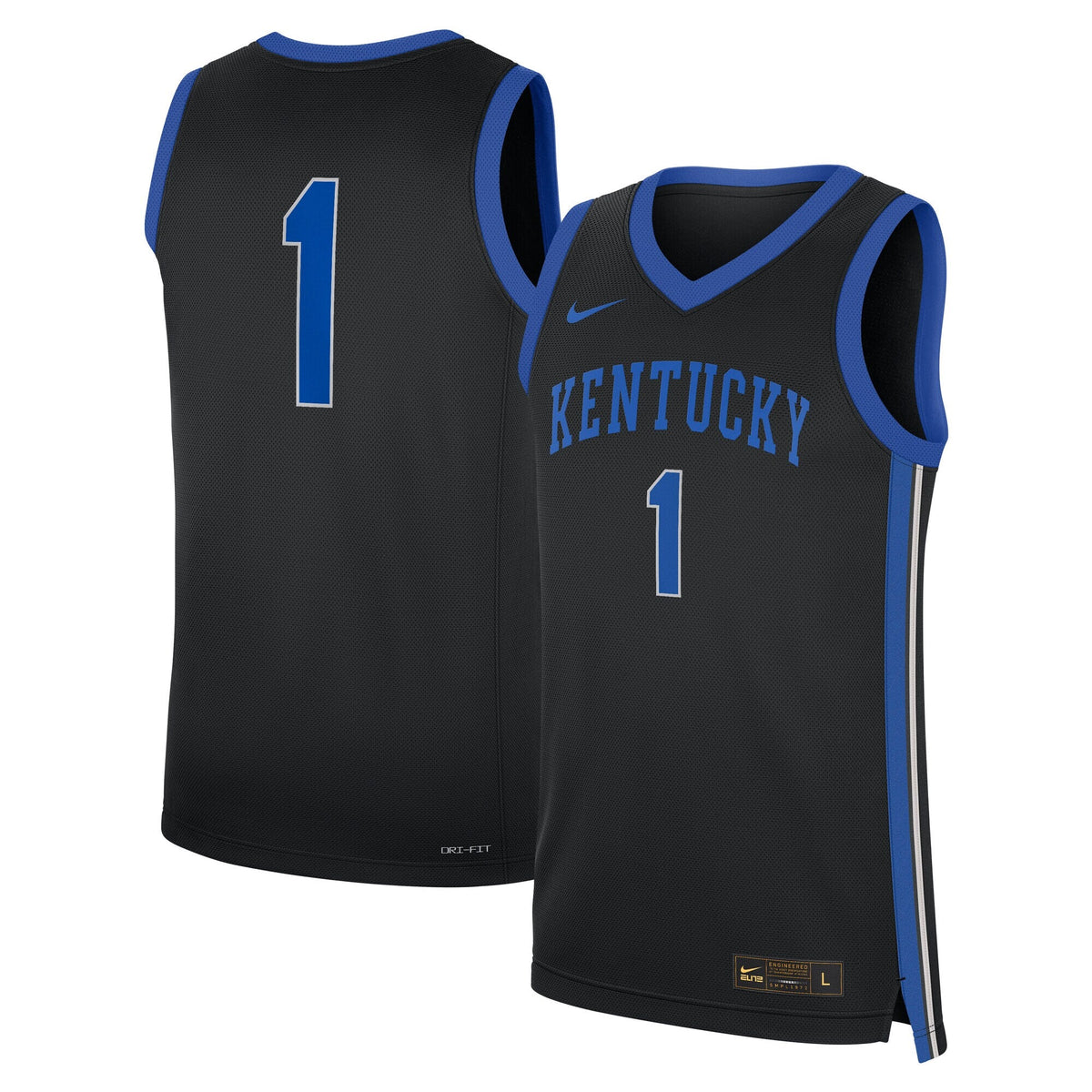 #1 Kentucky Wildcats Alternate Replica Jersey - Black product image 1, provided for visual reference and product detail