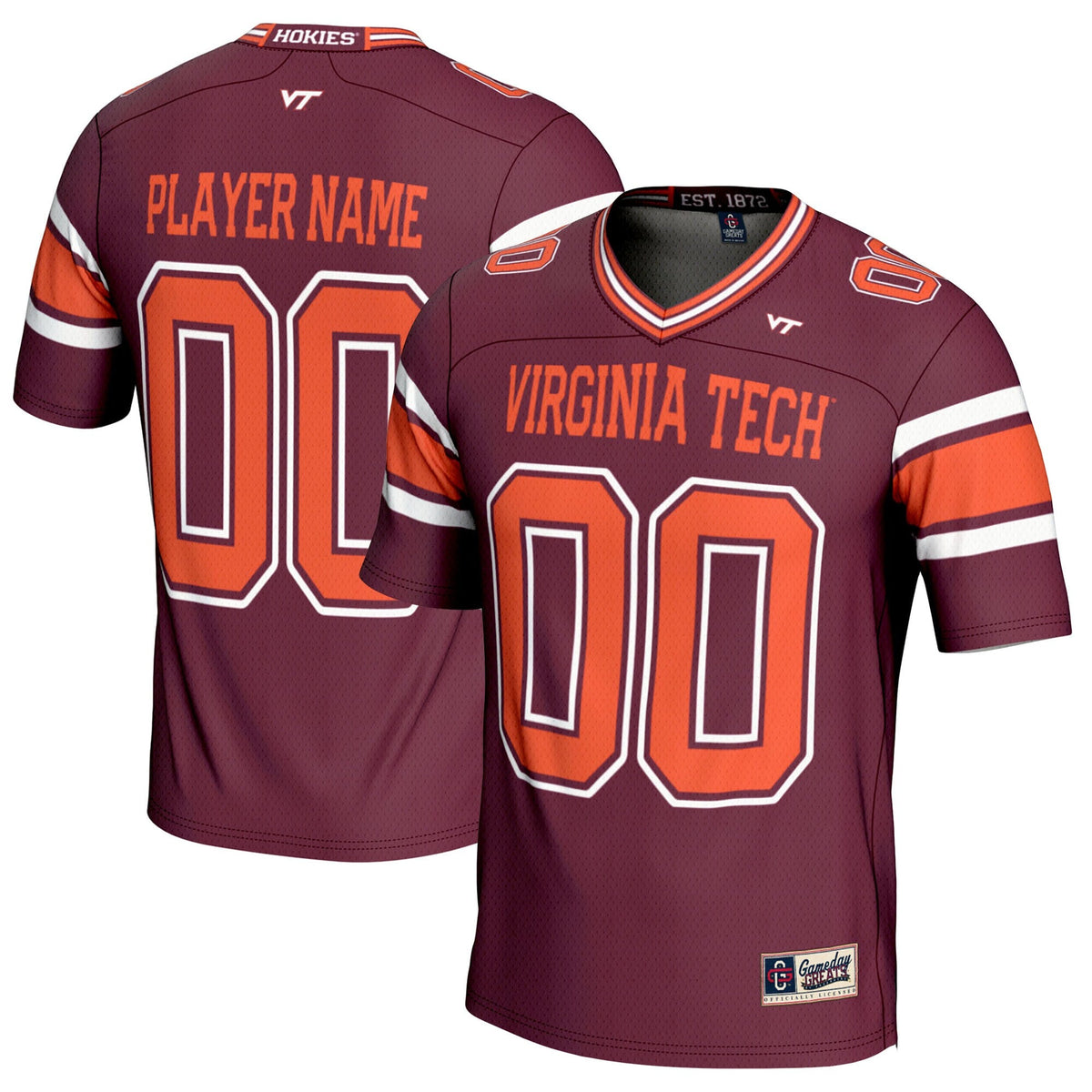 Virginia Tech Hokies NIL Pick-A-Player Football Jersey - Maroon product image 1, provided for visual reference and product