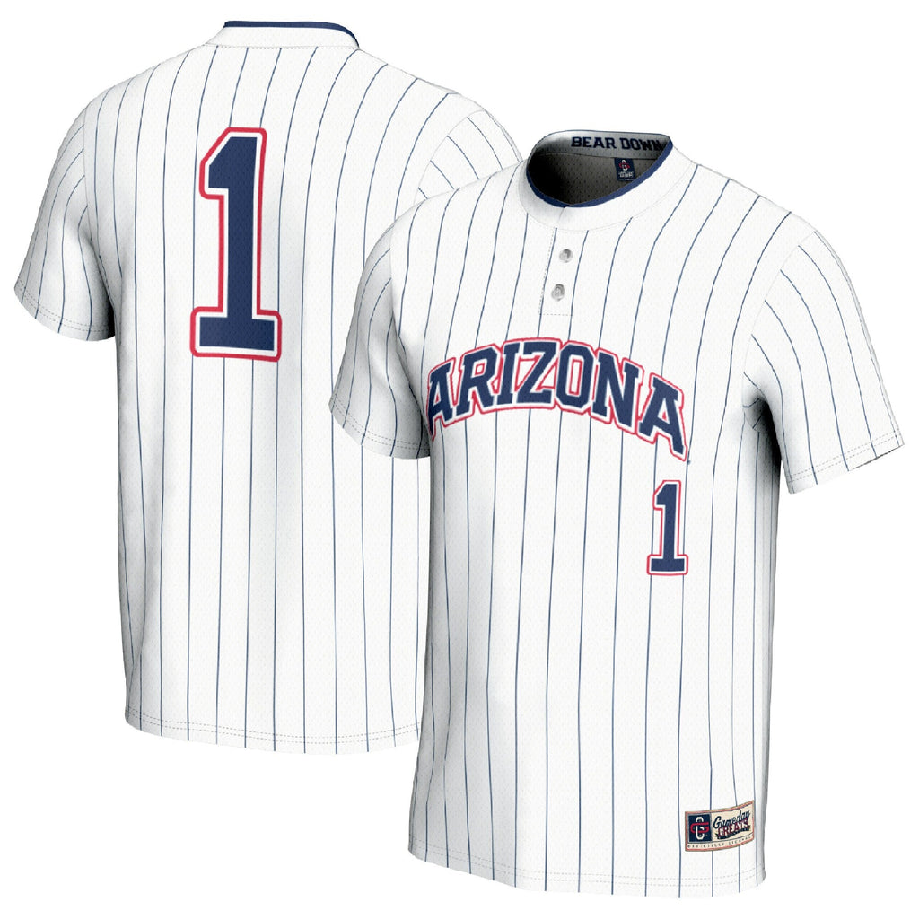 #1 Arizona Wildcats Lightweight Softball Fashion Jersey - White product image 1, provided for visual reference and product