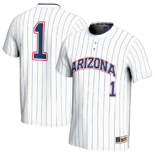 #1 Arizona Wildcats Lightweight Softball Fashion Jersey - White product image 1, provided for visual reference and product