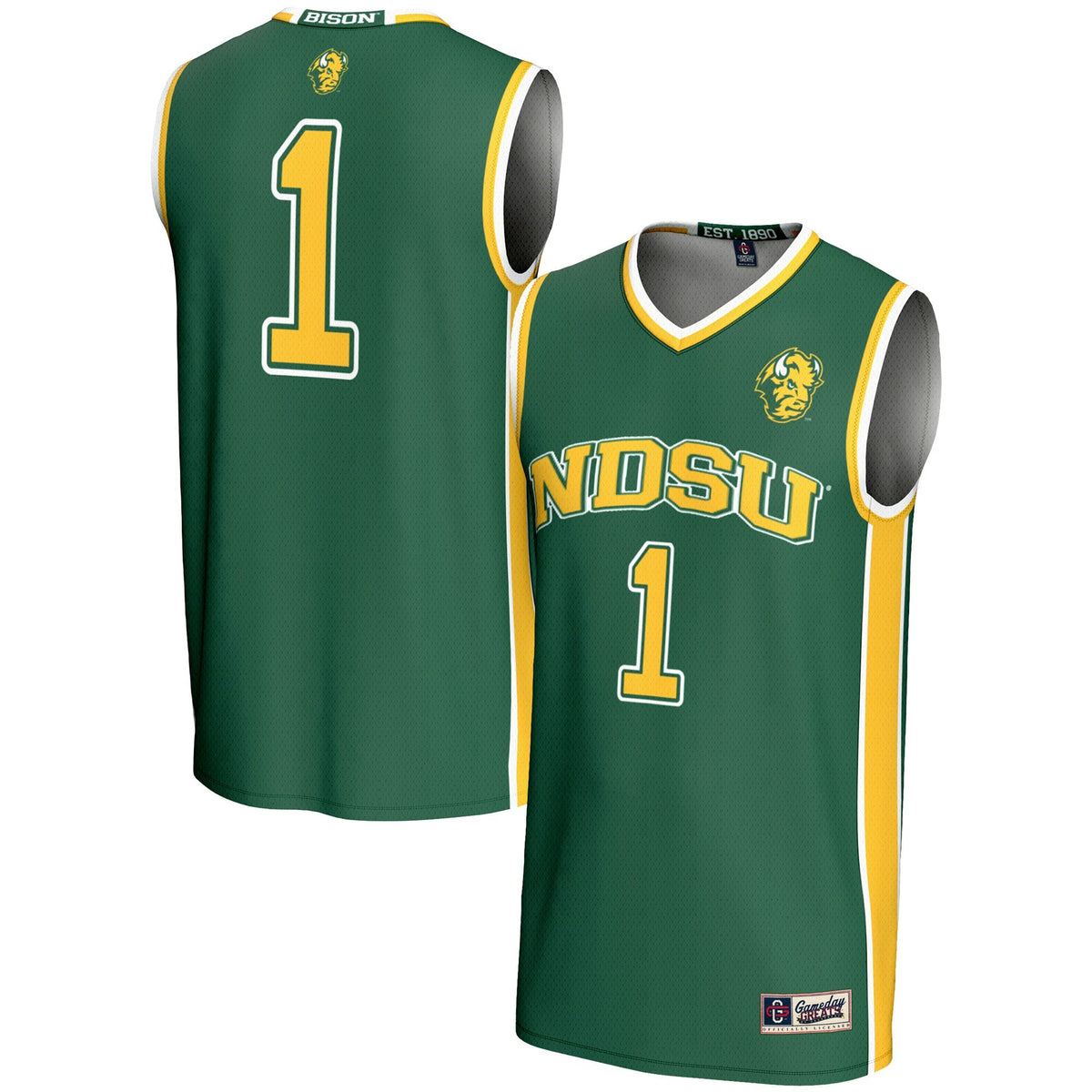 #1 NDSU Bison Lightweight Basketball Jersey - Green product image 2, provided for visual reference and product detail review