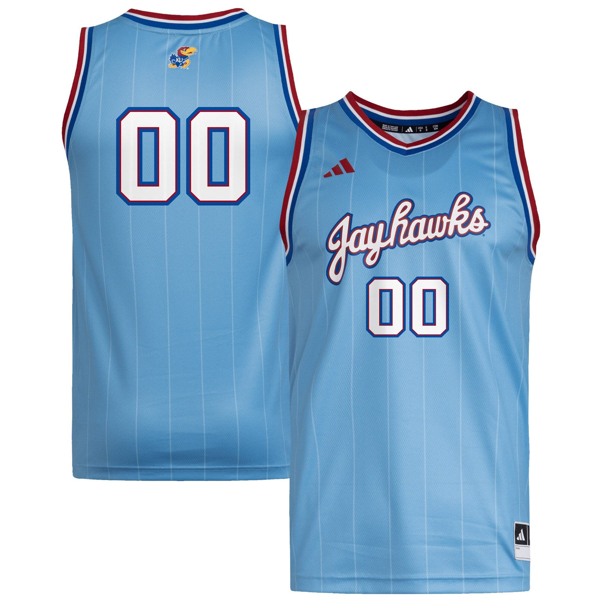 #00 Kansas Jayhawks Replica Swingman Jersey - Light Blue product image 2, provided for visual reference and product detail