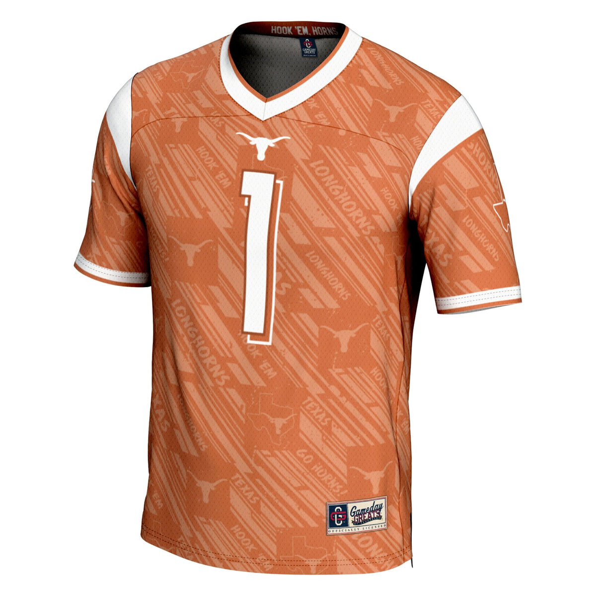 #1 Texas Longhorns Highlight Print Football Fashion Jersey - Texas Orange product image 3, provided for visual reference and