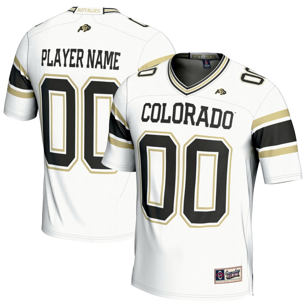 Colorado Buffaloes NIL Pick-A-Player Football Jersey - White product image 1, provided for visual reference and product