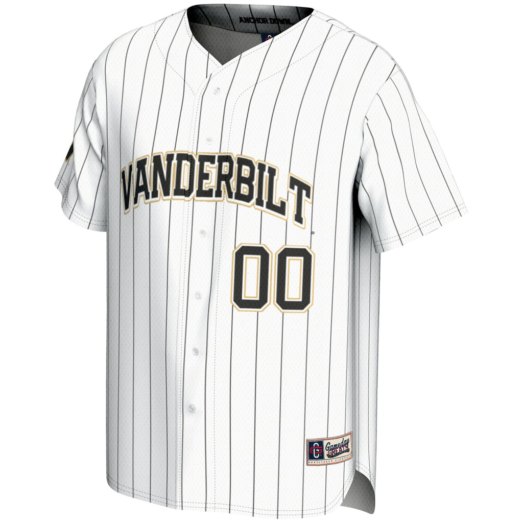 Vanderbilt Commodores NIL Pick-A-Player Lightweight Baseball Jersey - White product image 3, provided for visual reference