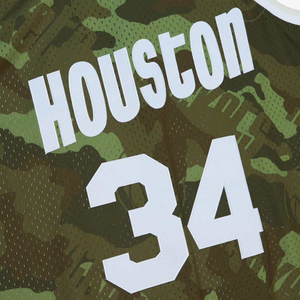 Houston Rockets Hakeem Olajuwon 1993 Ghost Camo Swingman Jersey - Green product image 5, provided for visual reference and