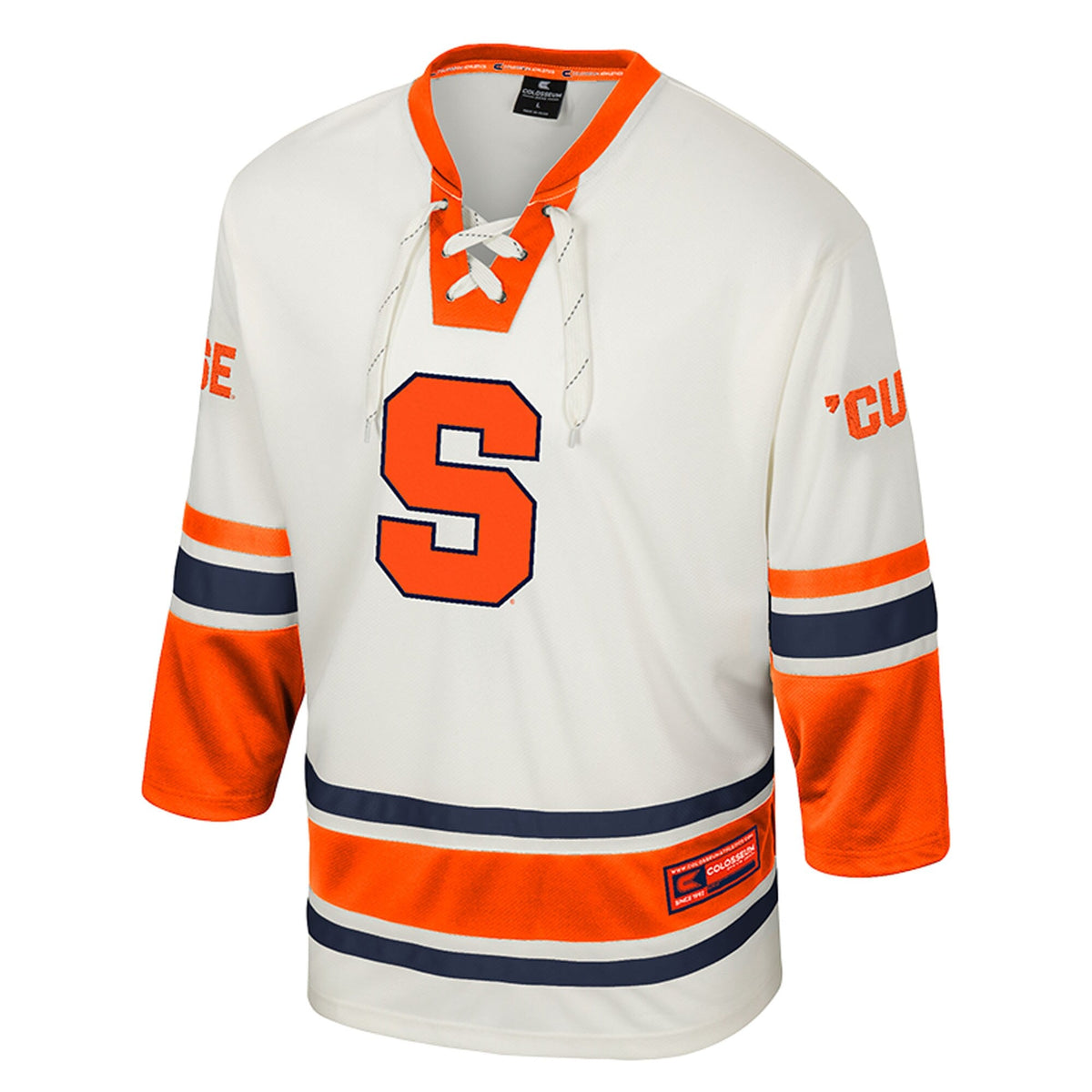 Syracuse Orange Puck Proud Fashion Hockey Jersey - Cream product image 3, provided for visual reference and product detail