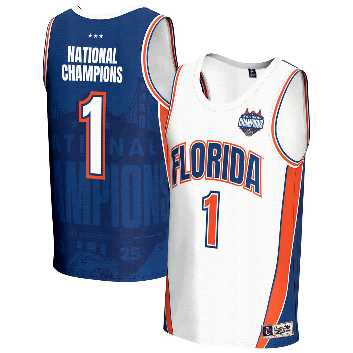 Florida Gators 2025 NCAA Basketball National Champions Commemorative Fashion Jersey - White product image 1, provided for