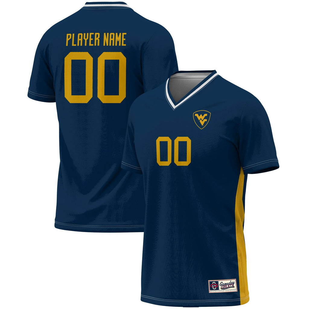 West Virginia Mountaineers Pick-A-Player NIL Lightweight Soccer Jersey - Navy product image 1, provided for visual reference