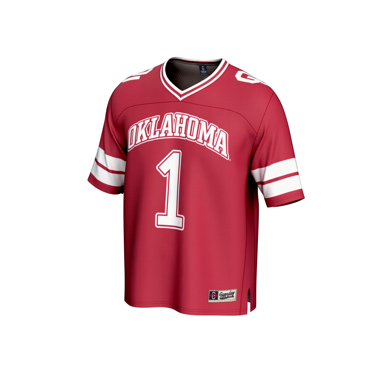 #1 Oklahoma Sooners Lightweight Collegiate Football Fashion Jersey - Crimson product image 3, provided for visual reference