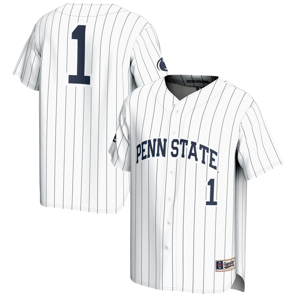#1 Penn State Nittany Lions Lightweight Baseball Fashion Jersey - White product image 2, provided for visual reference and