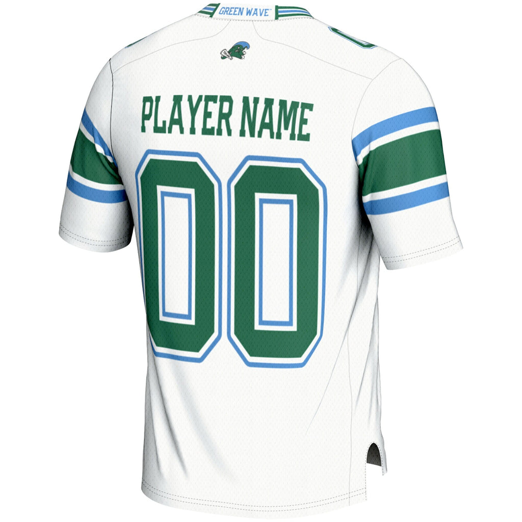 Tulane Green Wave NIL Pick-A-Player Football Jersey - White product image 4, provided for visual reference and product