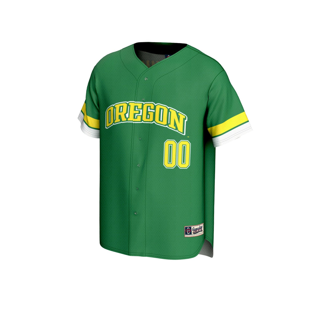 Oregon Ducks Personalized Collegiate Baseball Fashion Jersey - Green product image 3, provided for visual reference and