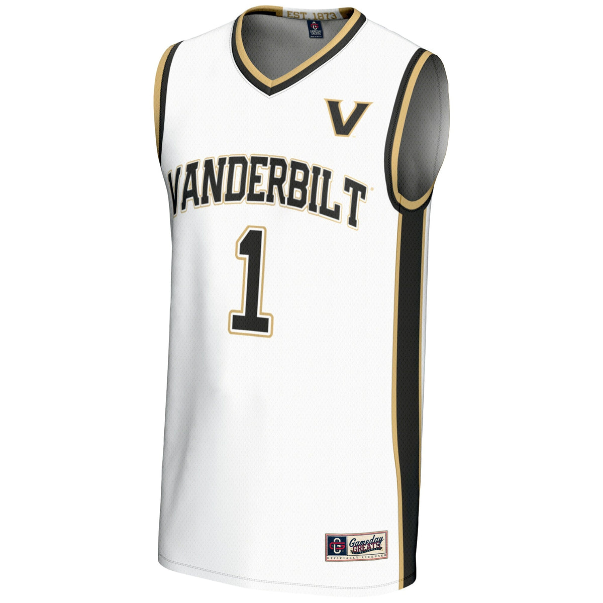 #1 Vanderbilt Commodores Replica Lightweight Basketball Jersey - White product image 3, provided for visual reference and