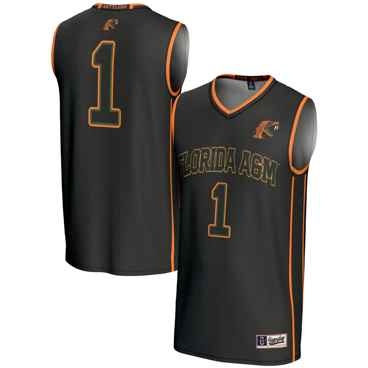 #1 Florida A&M Rattlers Lightweight Basketball Jersey - Black product image 1, provided for visual reference and product