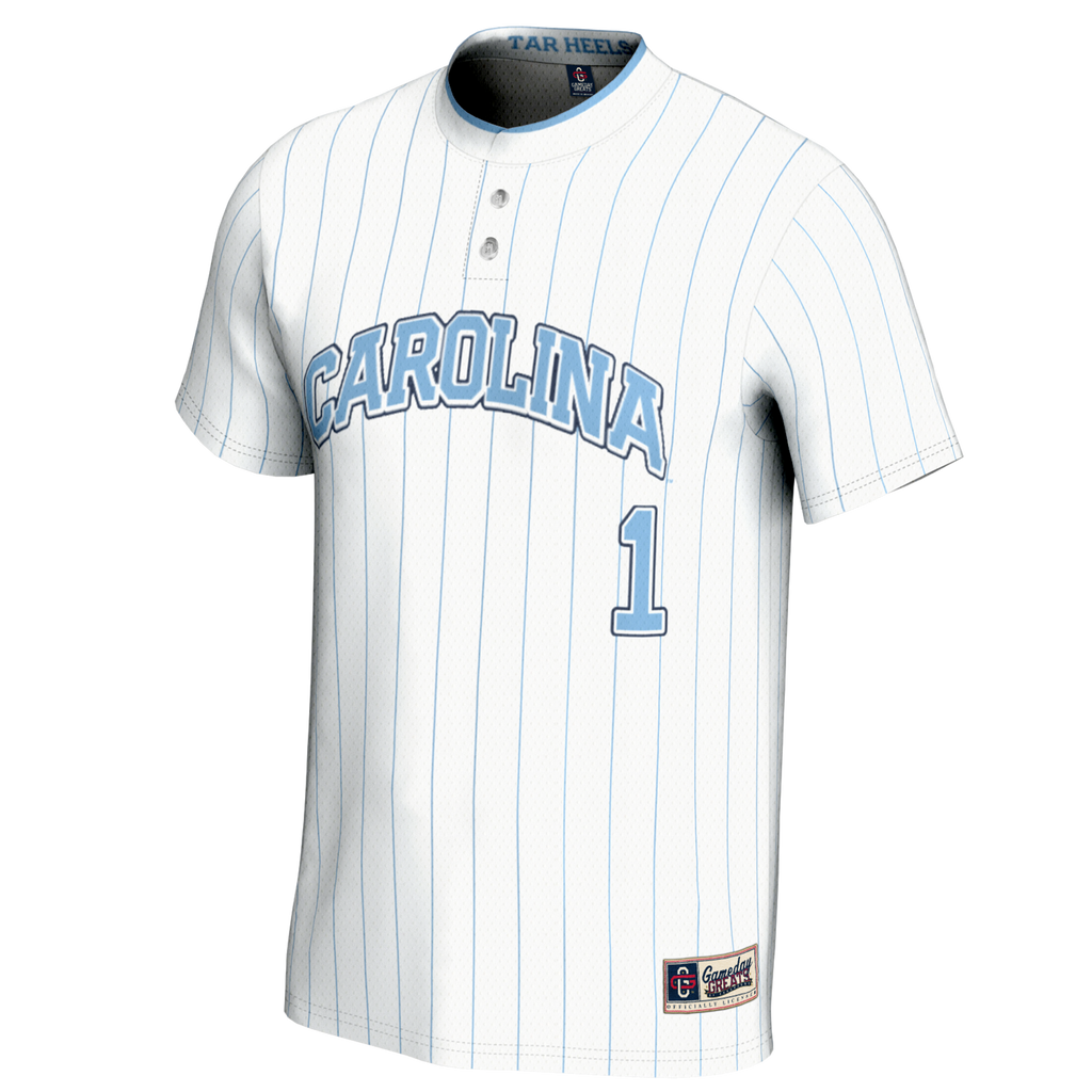 #1 North Carolina Tar Heels Lightweight Softball Jersey - White product image 3, provided for visual reference and product