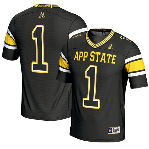 #1 Appalachian State Mountaineers Endzone Football Jersey - Black product image 1, provided for visual reference and product