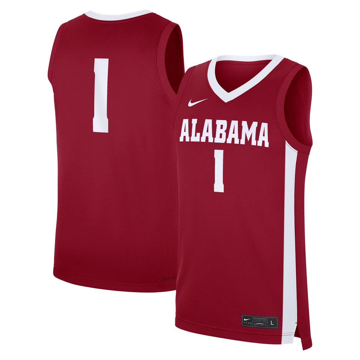 #1 Alabama Crimson Tide Road Replica Jersey - Crimson product image 2, provided for visual reference and product detail