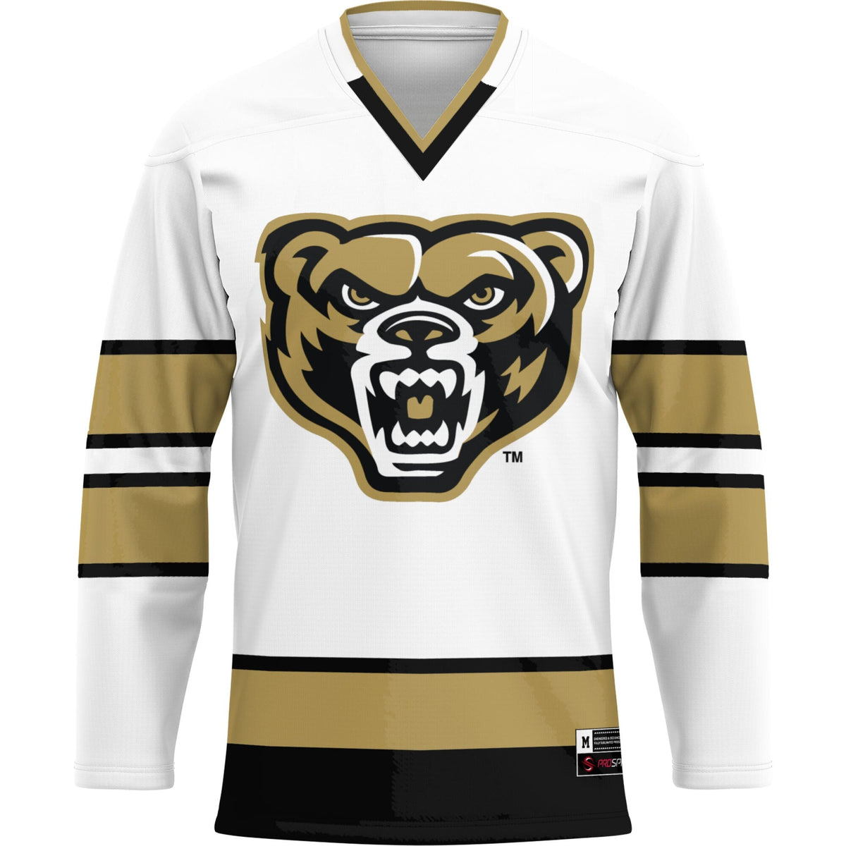 Oakland Golden Grizzlies Hockey Jersey - White product image 3, provided for visual reference and product detail review