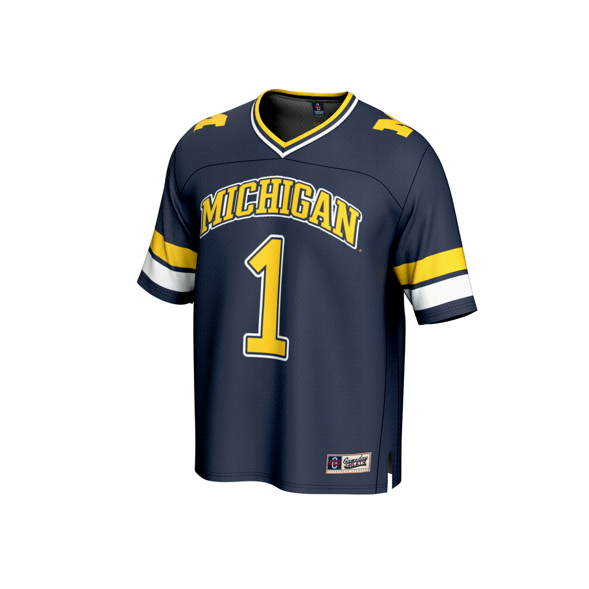 #1 Michigan Wolverines Lightweight Collegiate Football Fashion Jersey - Navy product image 3, provided for visual reference