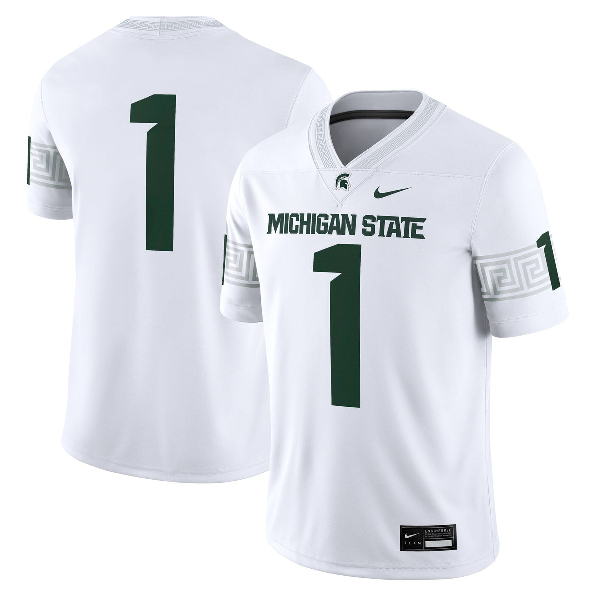 #1 White Michigan State Spartans Game Jersey product image 2, provided for visual reference and product detail review