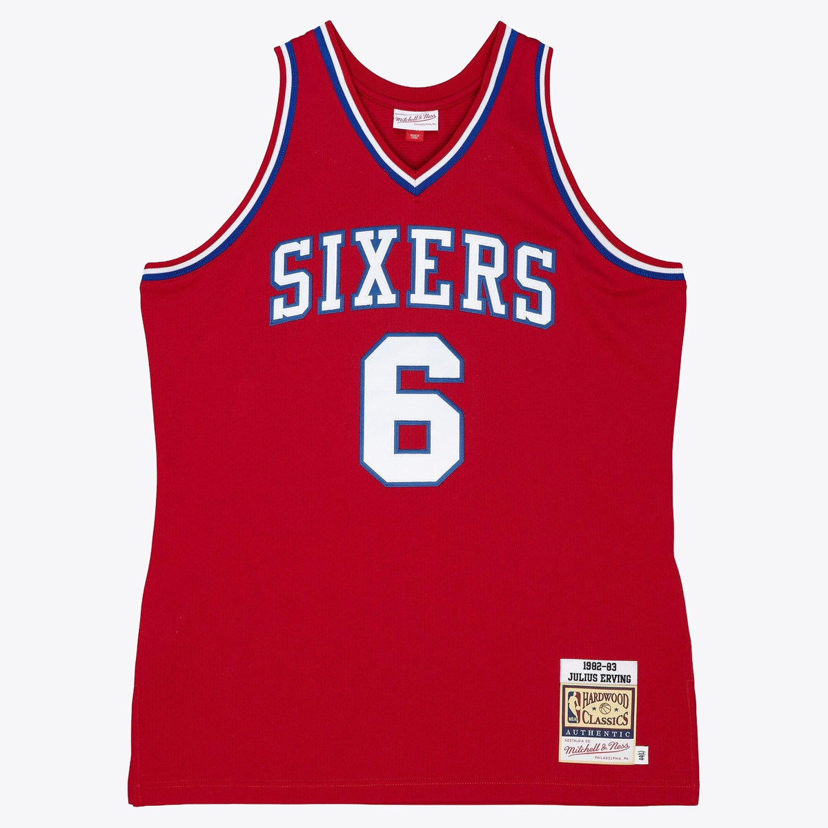 Philadelphia 76ers Julius Erving 82-83 Authentic Road Jersey - Scarlet product image 3, provided for visual reference and