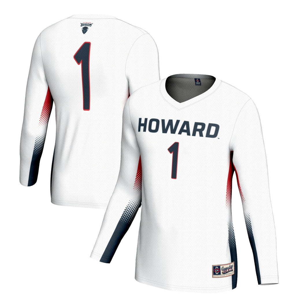 #1 Howard Bison Lightweight Volleyball Jersey - White product image 2, provided for visual reference and product detail