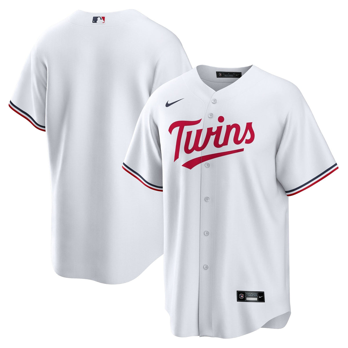 Minnesota Twins White Home Big & Tall Replica Jersey product image 1, provided for visual reference and product detail review