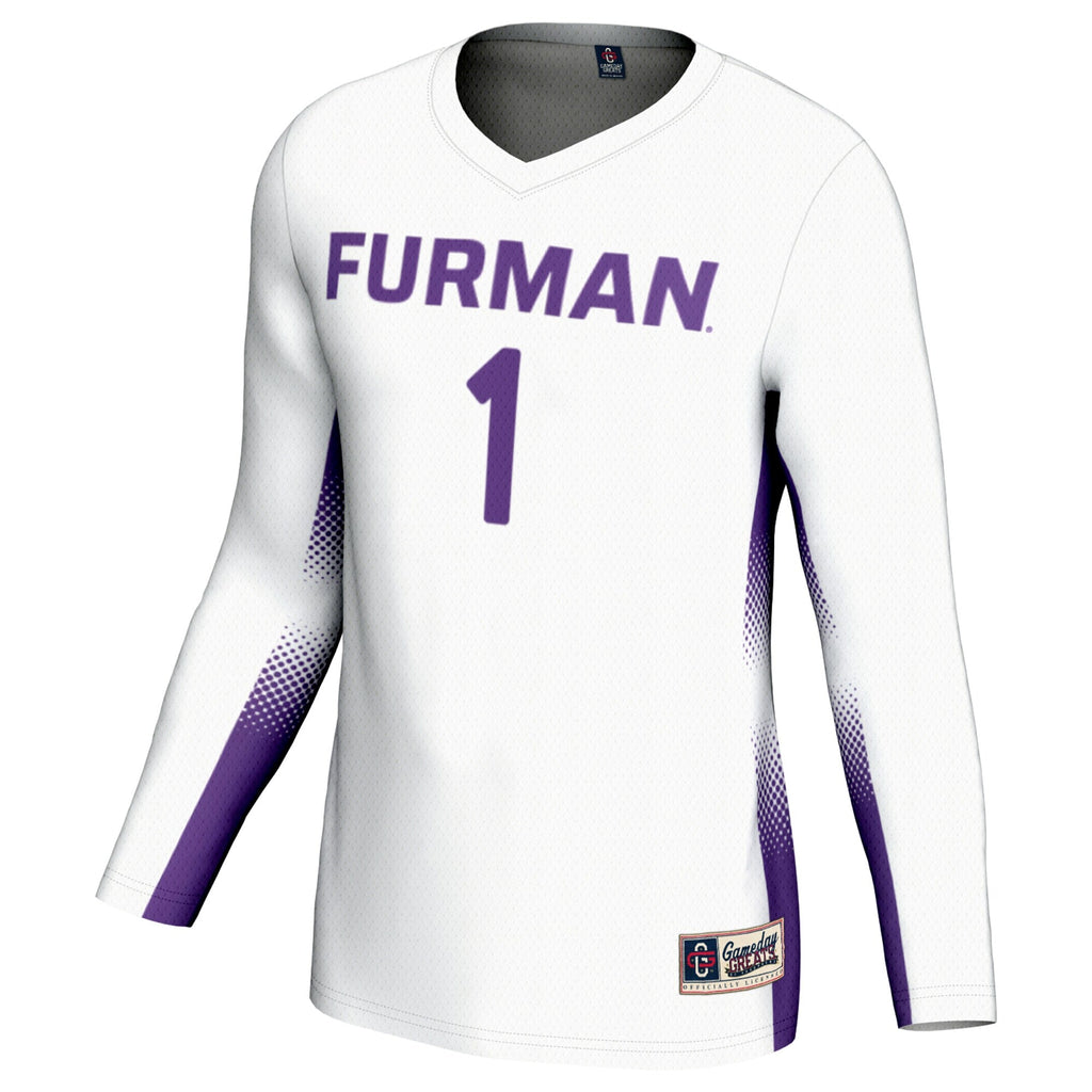 #1 Furman Paladins Lightweight Volleyball Jersey - White product image 3, provided for visual reference and product detail