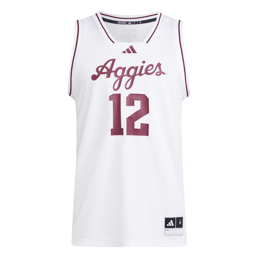 #12 Texas A&M Aggies Replica Swingman Jersey - White product image 3, provided for visual reference and product detail review