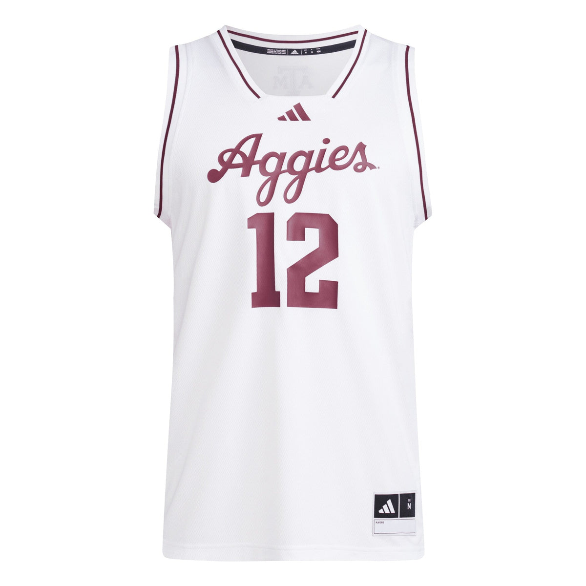 #12 Texas A&M Aggies Replica Swingman Jersey - White product image 3, provided for visual reference and product detail review