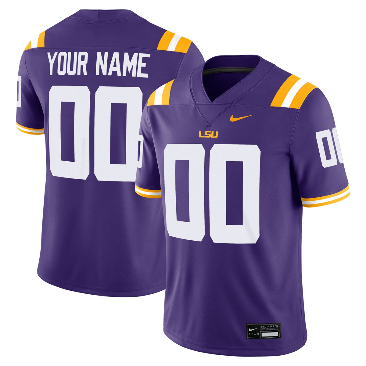 LSU Tigers Custom Football Game Jersey - Purple product image 2, provided for visual reference and product detail review