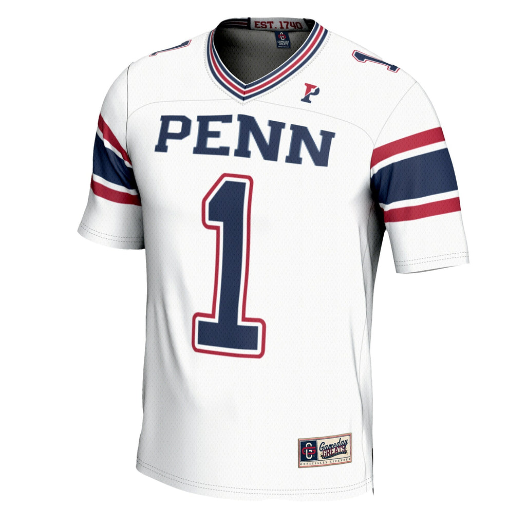 #1 Pennsylvania Quakers Football Jersey - White product image 3, provided for visual reference and product detail review