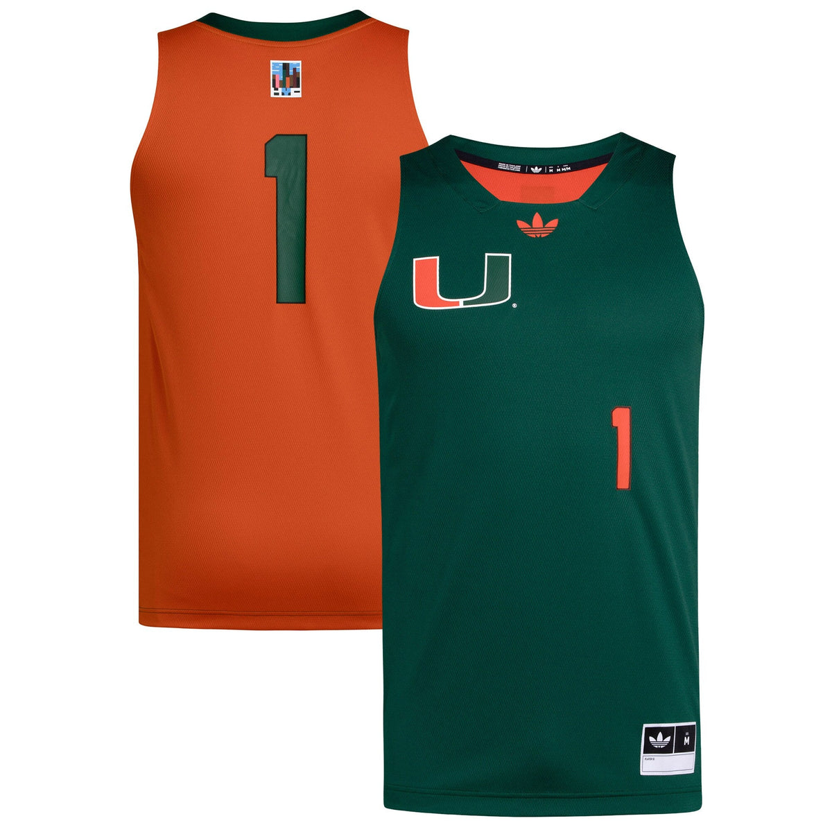 #1 Miami Hurricanes Black History Month Basketball Jersey - Green/Orange product image 2, provided for visual reference and