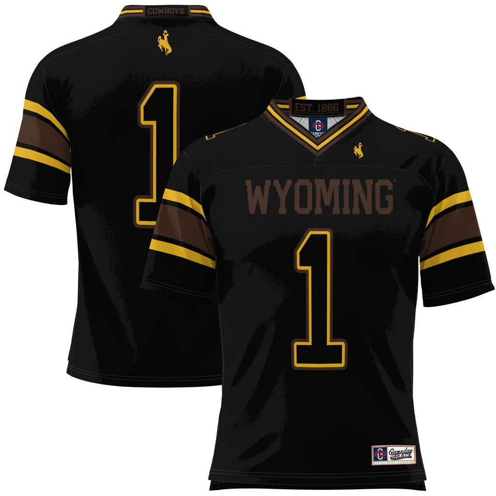 #1 Wyoming Cowboys Football Jersey - Black product image 1, provided for visual reference and product detail review