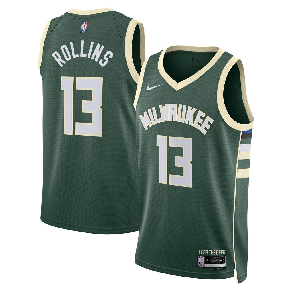 Milwaukee Bucks Icon Edition Swingman Jersey - Hunter Green - Ryan Rollins product image 2, provided for visual reference