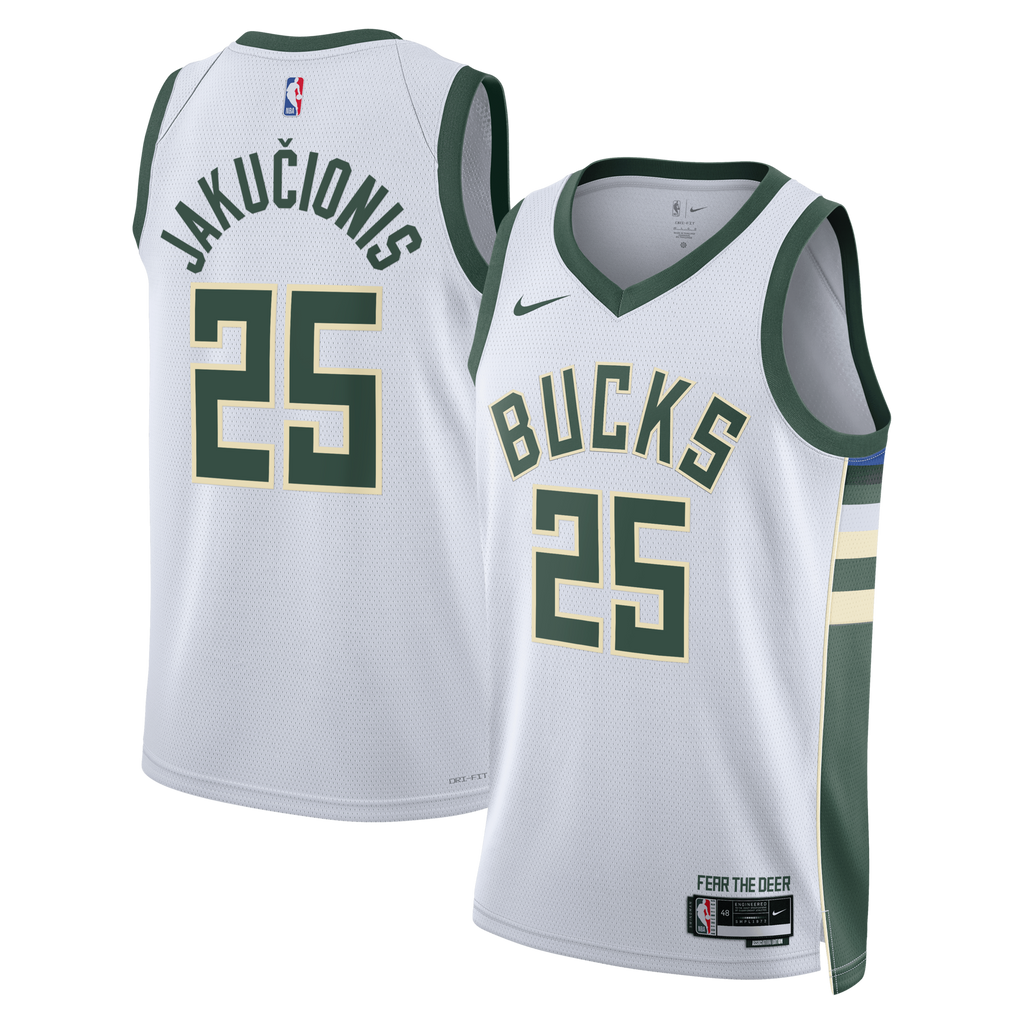 Milwaukee Bucks Association Edition Swingman Jersey - White - Kasparas Jakučionis product image 2, provided for visual