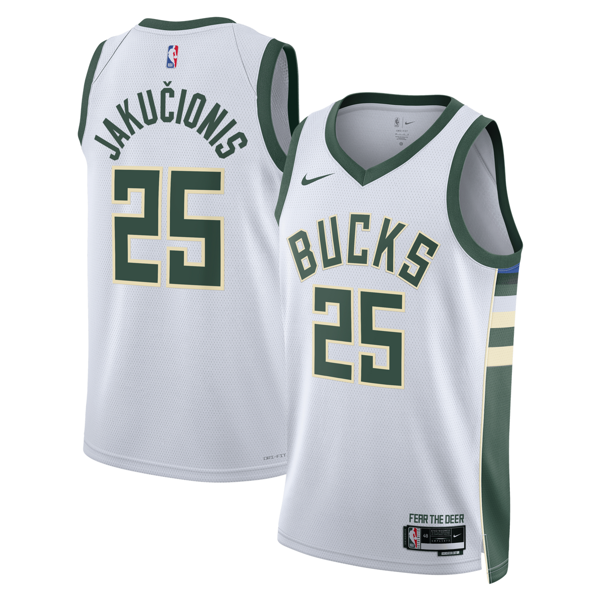 Milwaukee Bucks Association Edition Swingman Jersey - White - Kasparas Jakučionis product image 2, provided for visual