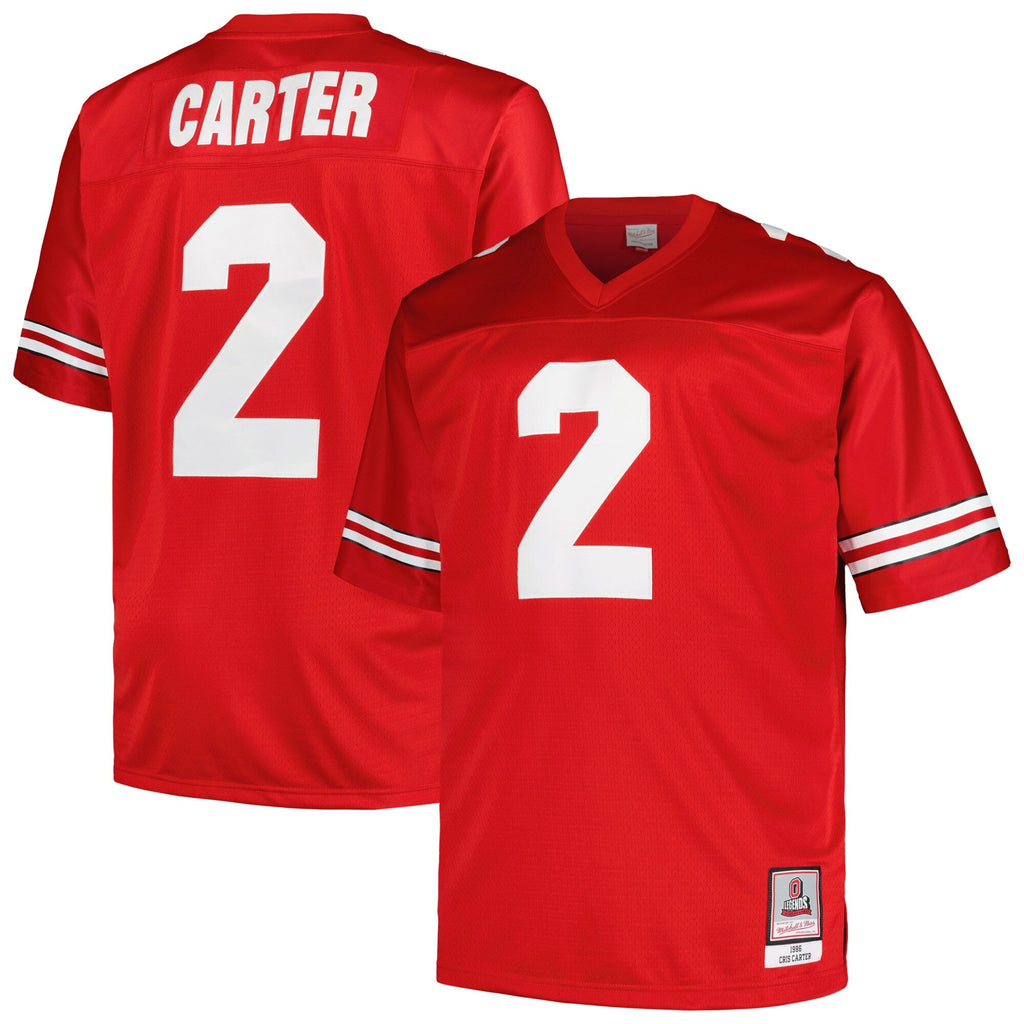 Cris Carter Scarlet Ohio State Buckeyes Big & Tall Legacy Jersey product image 1, provided for visual reference and product