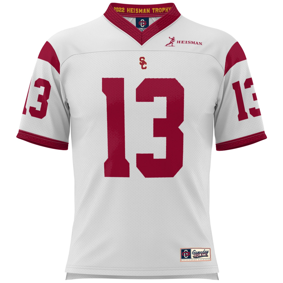 Caleb Williams USC Trojans Lightweight Heisman Memorial Jersey - White product image 3, provided for visual reference and