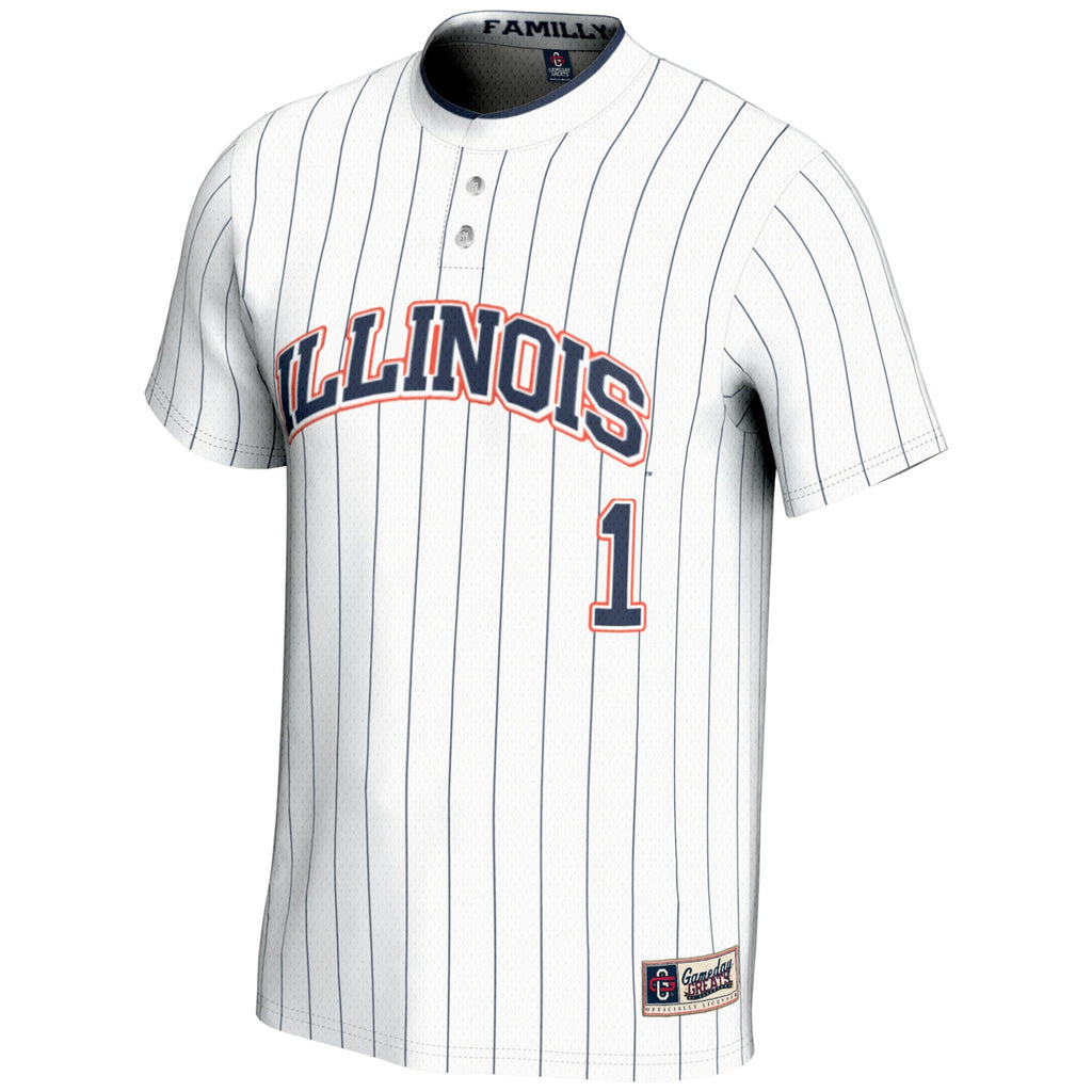 #1 Illinois Fighting Illini Lightweight Softball Jersey - White product image 3, provided for visual reference and product