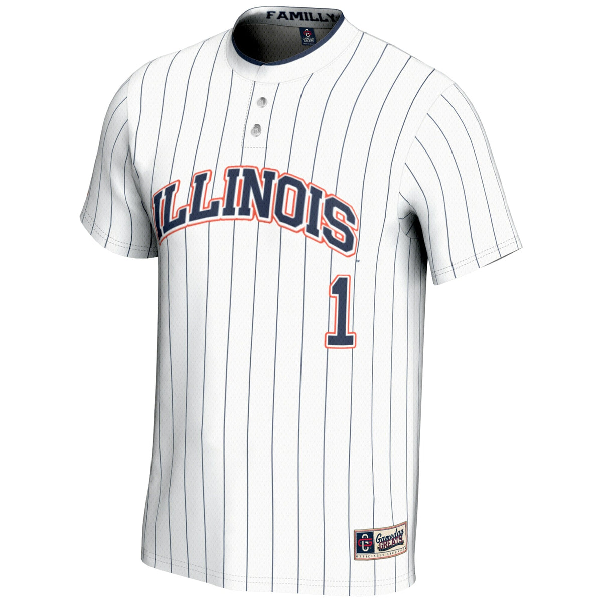 #1 Illinois Fighting Illini Lightweight Softball Jersey - White product image 3, provided for visual reference and product