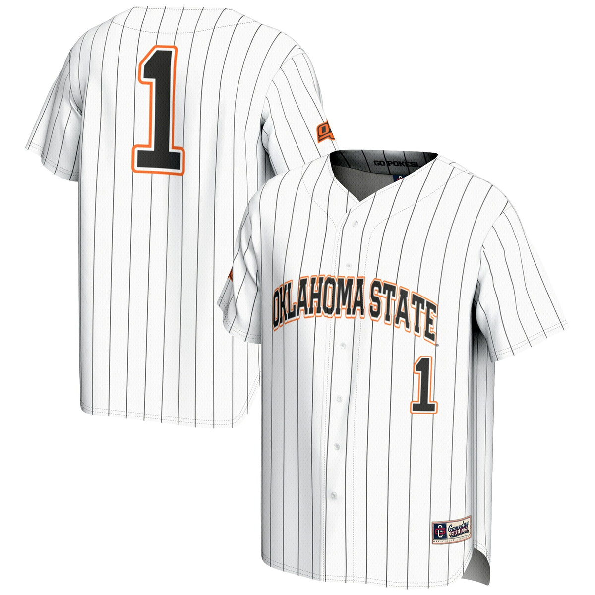 #1 Oklahoma State Cowboys Lightweight Baseball Fashion Jersey - White product image 2, provided for visual reference and