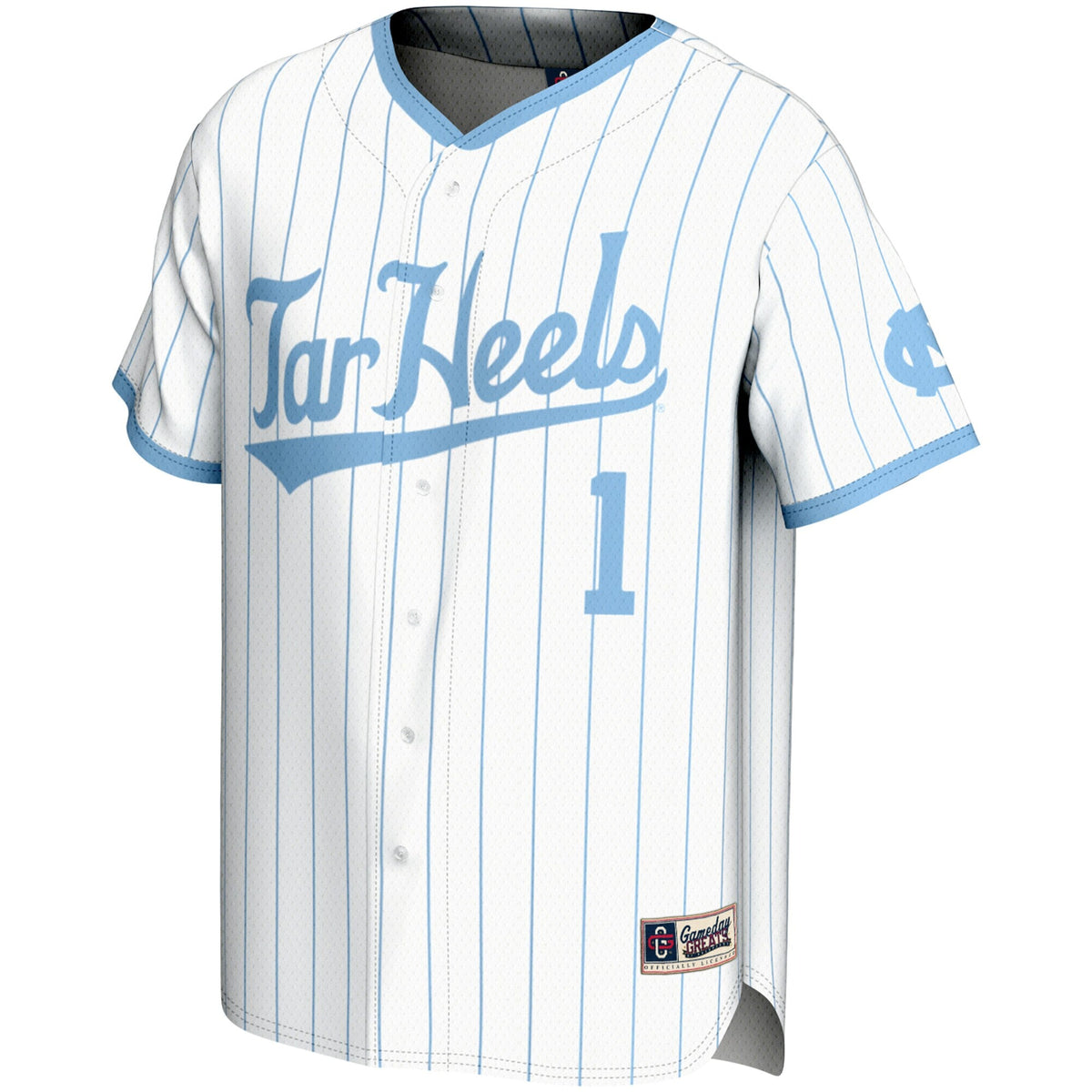#1 North Carolina Tar Heels Lightweight Baseball Jersey - White product image 3, provided for visual reference and product